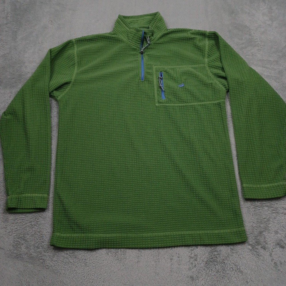 Southern Marsh Sweater Mens Small Green 1/4 Zip Pullover Waffle Knit